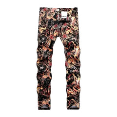 Painted ornament jeans for men