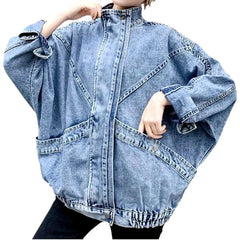 Patchwork y2k denim jacket for women