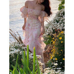 Pink Flora Elegant Midi Dress