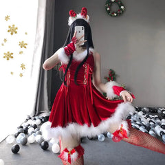 Pink/Red Christmas Lace Dress