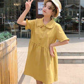 Preppy Style Purple Cute Girls A-line Midi Dress