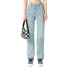 Print straight jeans for ladies