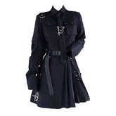 Punk Grunge Gothic Black Suit Blouse Skirt Set