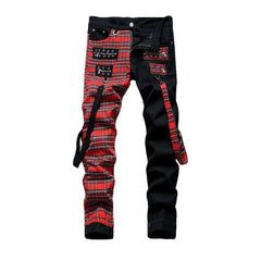 Punk men's jeans with belts