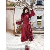 Red Chinese Silk Cheongsam Dress