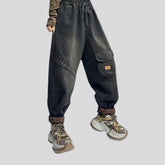 Retro baggy-fit women's denim joggers