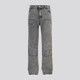 Retro stitched design straight jeans for men