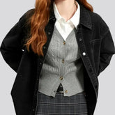 Retro stonewashed denim shirt for ladies