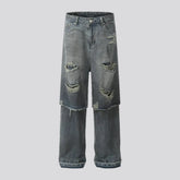 Ripped mid-rise grunge men's jeans