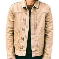 Roomy pocket self-edge jeans jacket for men