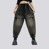 Sanded baggy fit vintage women's jean joggers