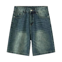 Sanded baggy jean shorts for men