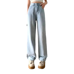 Sanded baggy jeans for women