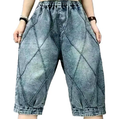 Sanded baggy jeans shorts for ladies