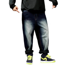 Sanded dark-wash jeans for men