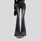 Sanded fashion bootcut jeans for women
