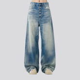 Sanded medium pattern baggy jeans for men