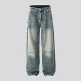 Sanded stonewashed baggy men's jeans