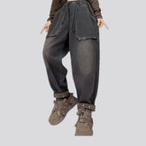Sanded vintage baggy jeans joggers for women