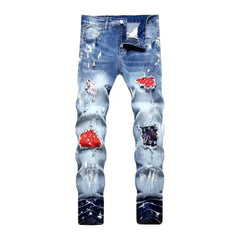 Sanded white-stains jeans for men