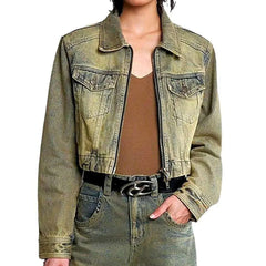 Short y2k denim jacket for women
