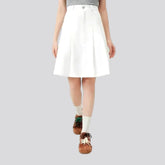 Single color casual pleated denim skirt