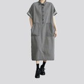 Single color side hem jean dress