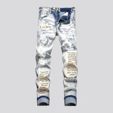 Skinny distressed patches men's jeans