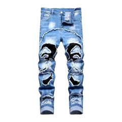 Skinny patchwork jeans for men