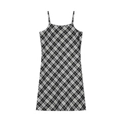 Sleeveless Plaid Spaghetti Strap Slim Fit Slip Dress