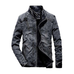 Slim denim jacket with zipper