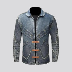 Slim-fit embroidered men's denim jacket