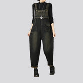 Smoothed vintage baggy fit women's denim dungaree