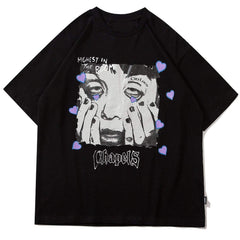 Printed Chapels Design Rounded Collar Soft Cotton Tee