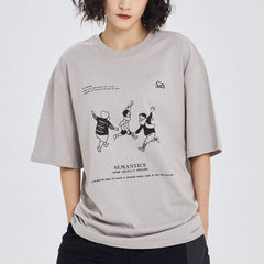 Retro Simple Printing Soft Cotton Tee