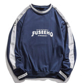 Double Colors Fuseeho Rounded Collar Soft Cotton Sweatshirt