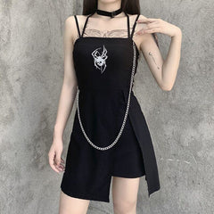 Spider Skull Suspender Black Dress EE0890