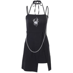 Spider Skull Suspender Black Dress EE0890