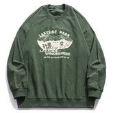 Printed Letter Pattern Rounded Collar Soft Cotton Sweatshirt