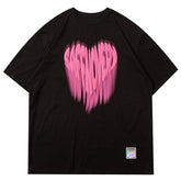 Printed Love Graffiti Round Collar Soft Cotton Tee