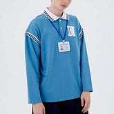 Embroidered Retro Letters Polo Collar Soft Cotton Sweatshirt