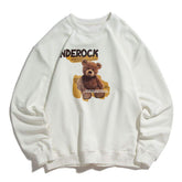 Printed Rock Teddy Dropped Shoulder Soft Cotton Sweatshirt