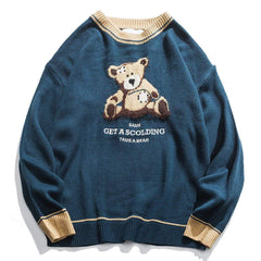Three-Dimensional Bear Jacquard Knitted Sweater