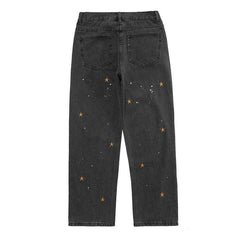 Star Print Vintage Loose Denim Jeans