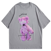 Printed Teddy Bear Rounded Collar Soft Cotton Tee