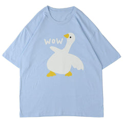 Printed Duck Rounded Collar Soft Cotton Tee