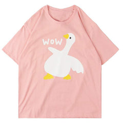 Printed Duck Rounded Collar Soft Cotton Tee