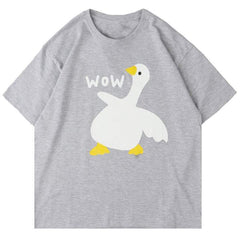 Printed Duck Rounded Collar Soft Cotton Tee
