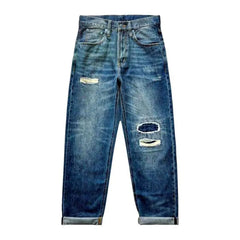 Stitched self-edge jeans for men