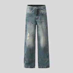 Stonewashed mid-rise men's jeans
